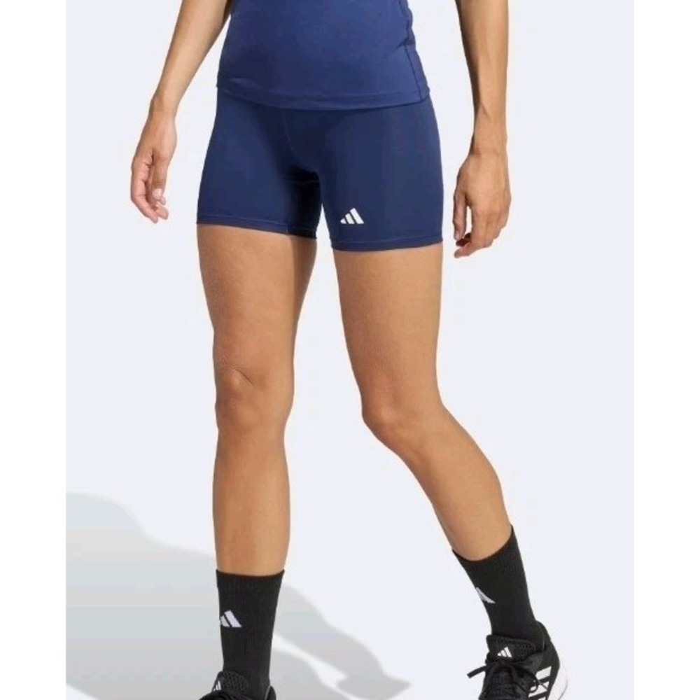 NEW Adidas Shorts Women XS‎ Navy 4" Compression Techfit Waistband Modern Active